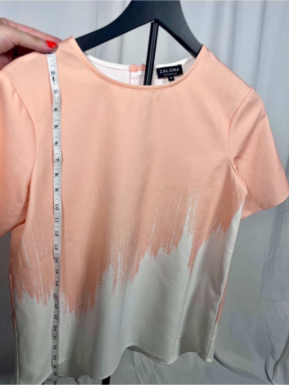 ZALORA Collection Light Pink & White Short Sleeve Blouse Size M Minimal Chic Top - Picture 5 of 6